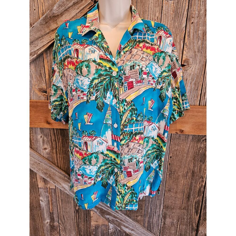 Counterparts large L (?) short sleeve button up island vacation travel whimsical